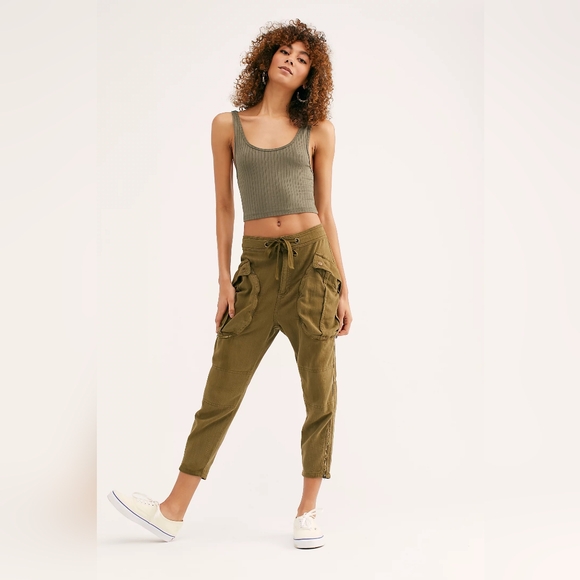 SOLD CROSSPOSTED Free People Evie Pants Khaki Cargo - Picture 2 of 9